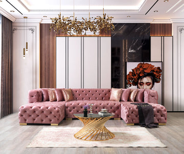 Empire Terra Pink Velvet Double Chaise Sectional