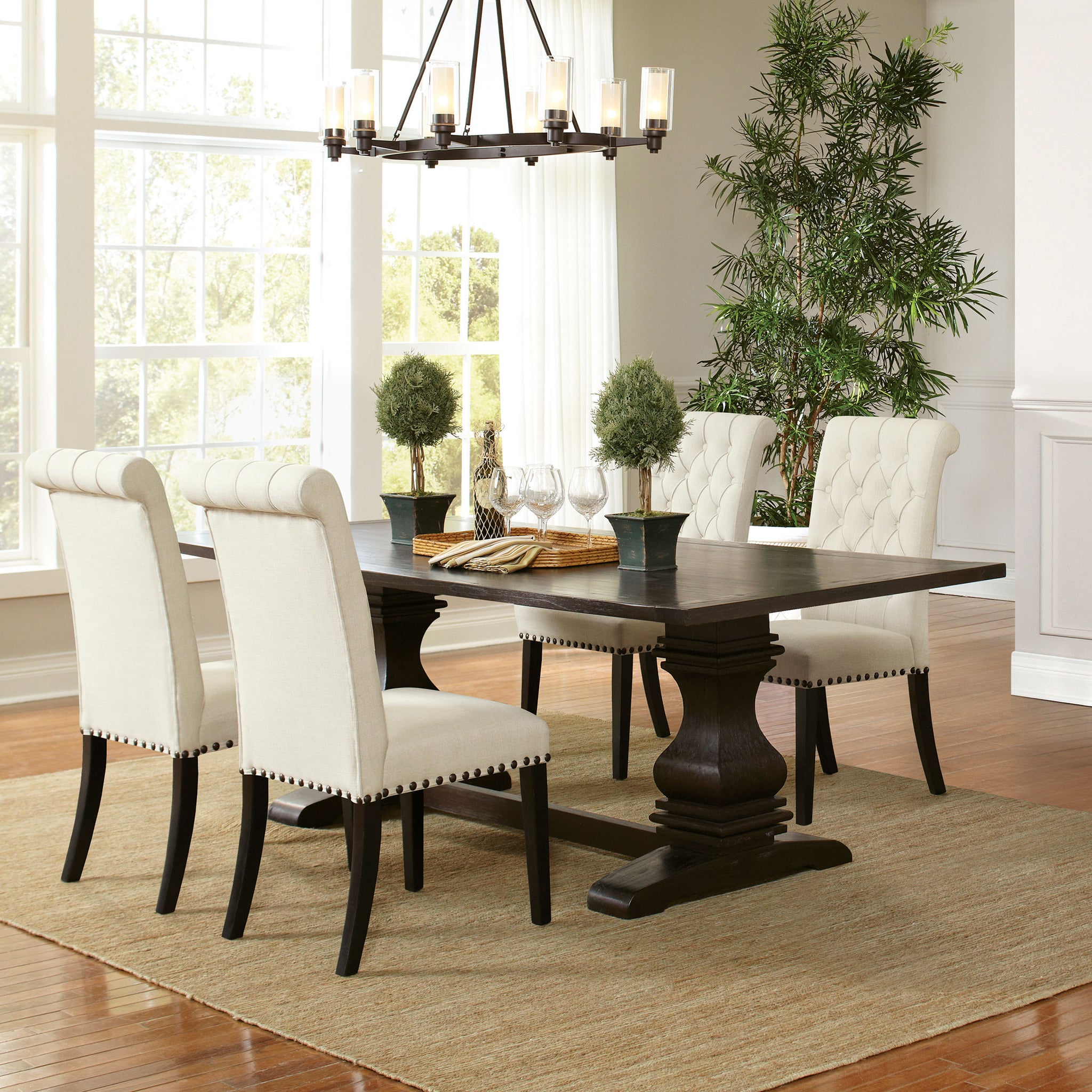 Parkins Rectangular Dining Table Set Rustic Espresso (7pc or 5pc set available)