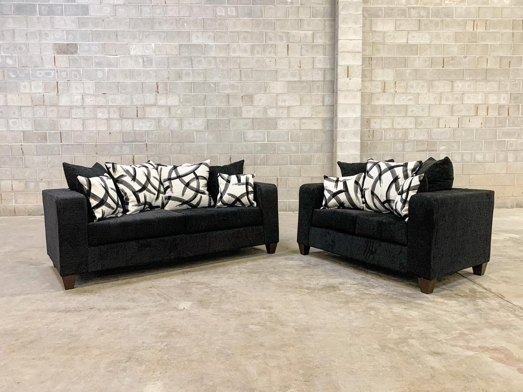 Empire 110 -Black Sofa & Loveseat