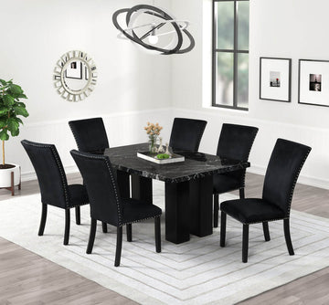 Empire 1220 Onyx - Faux Marble 7pc Dining Set