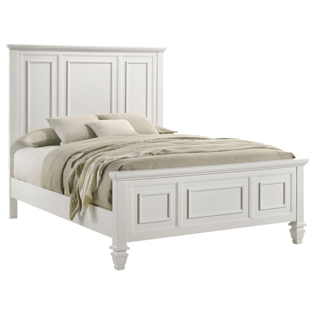  Coaster Furniture Sandy Beach 201301Q Wood Queen Panel Bed - Cream White IMAGE 1