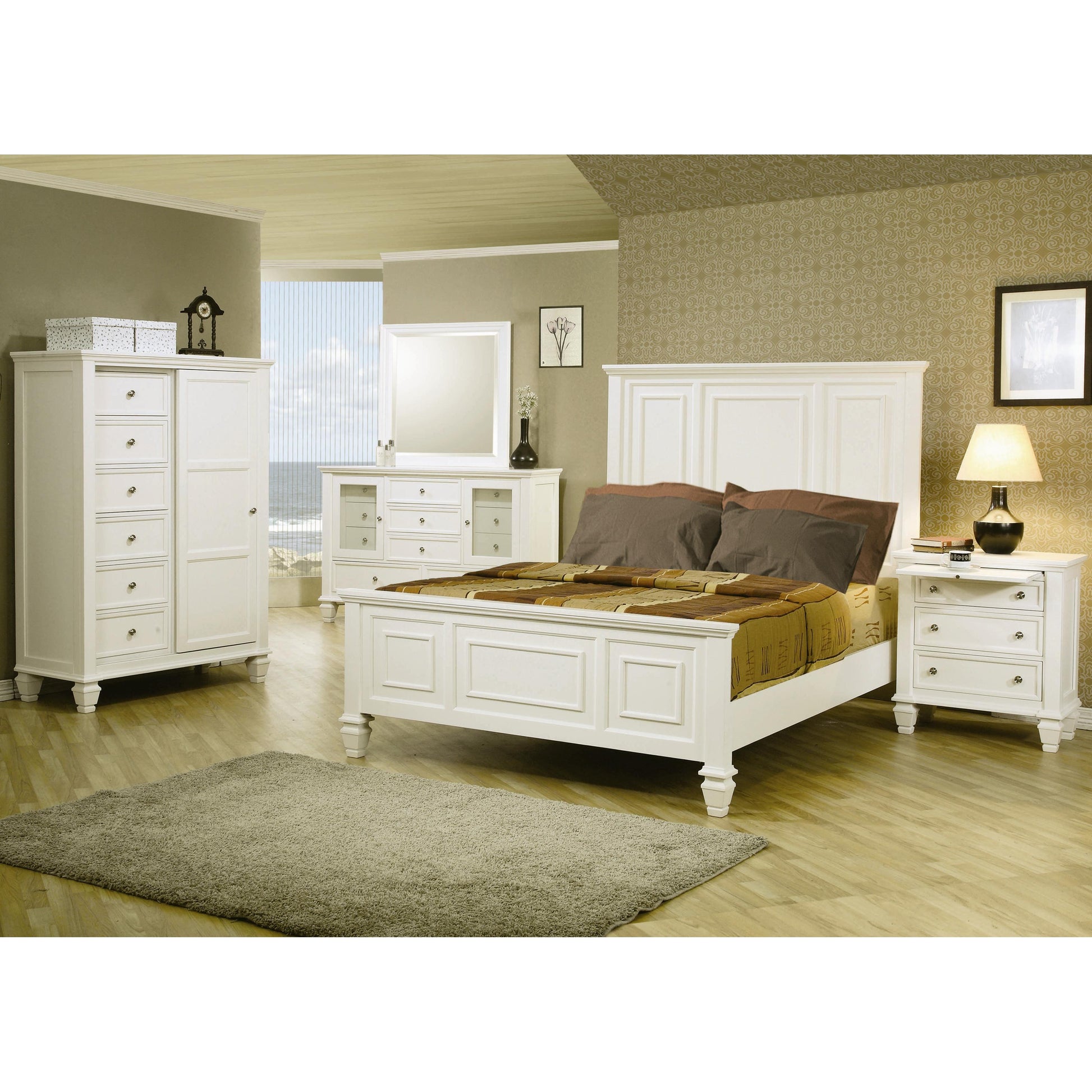  Coaster Furniture Sandy Beach 201304 Dresser Mirror - Cream White IMAGE 4