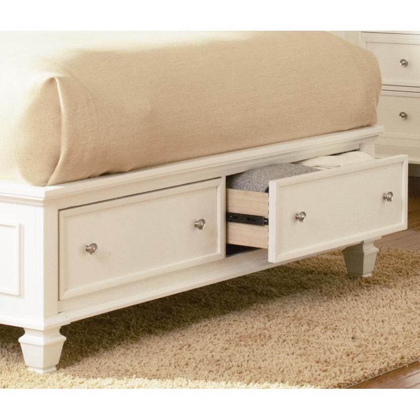  Size_Queen -- Sandy Beach 201309Q Wood Queen Storage Panel Bed - Cream White IMAGE 1