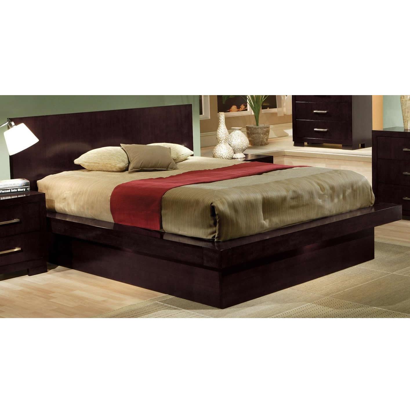  Size_Queen  -- Jessica 200711Q Wood Queen LED Panel Bed - Cappuccino IMAGE 1