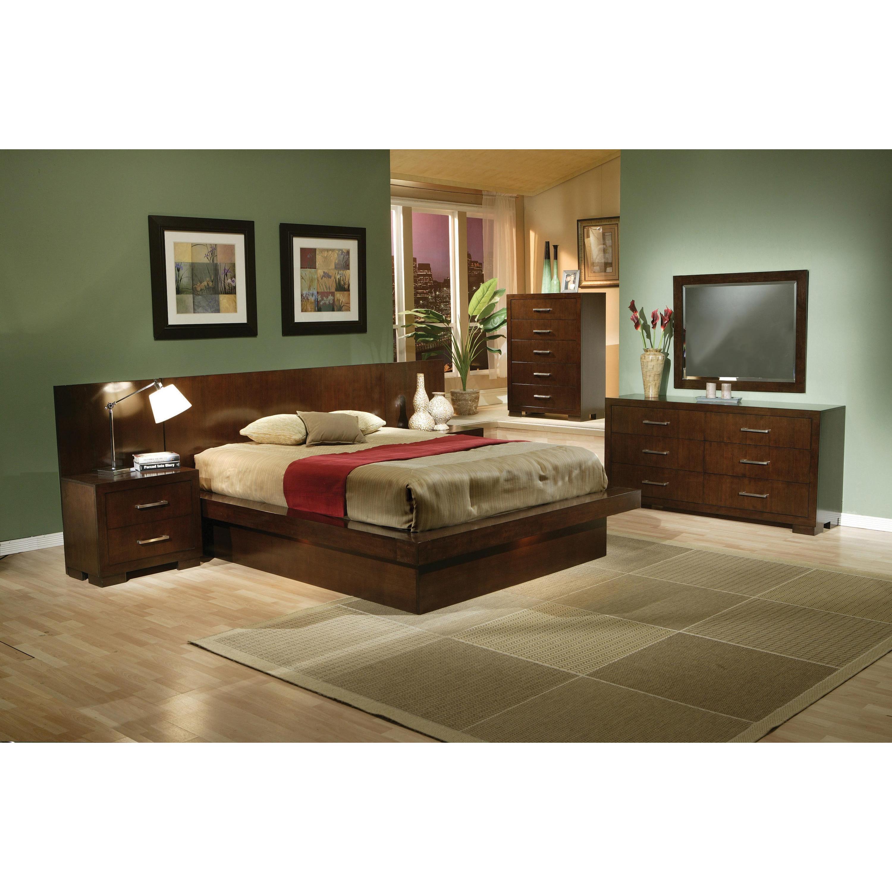  Size_Queen  -- Jessica 200711Q Wood Queen LED Panel Bed - Cappuccino IMAGE 3