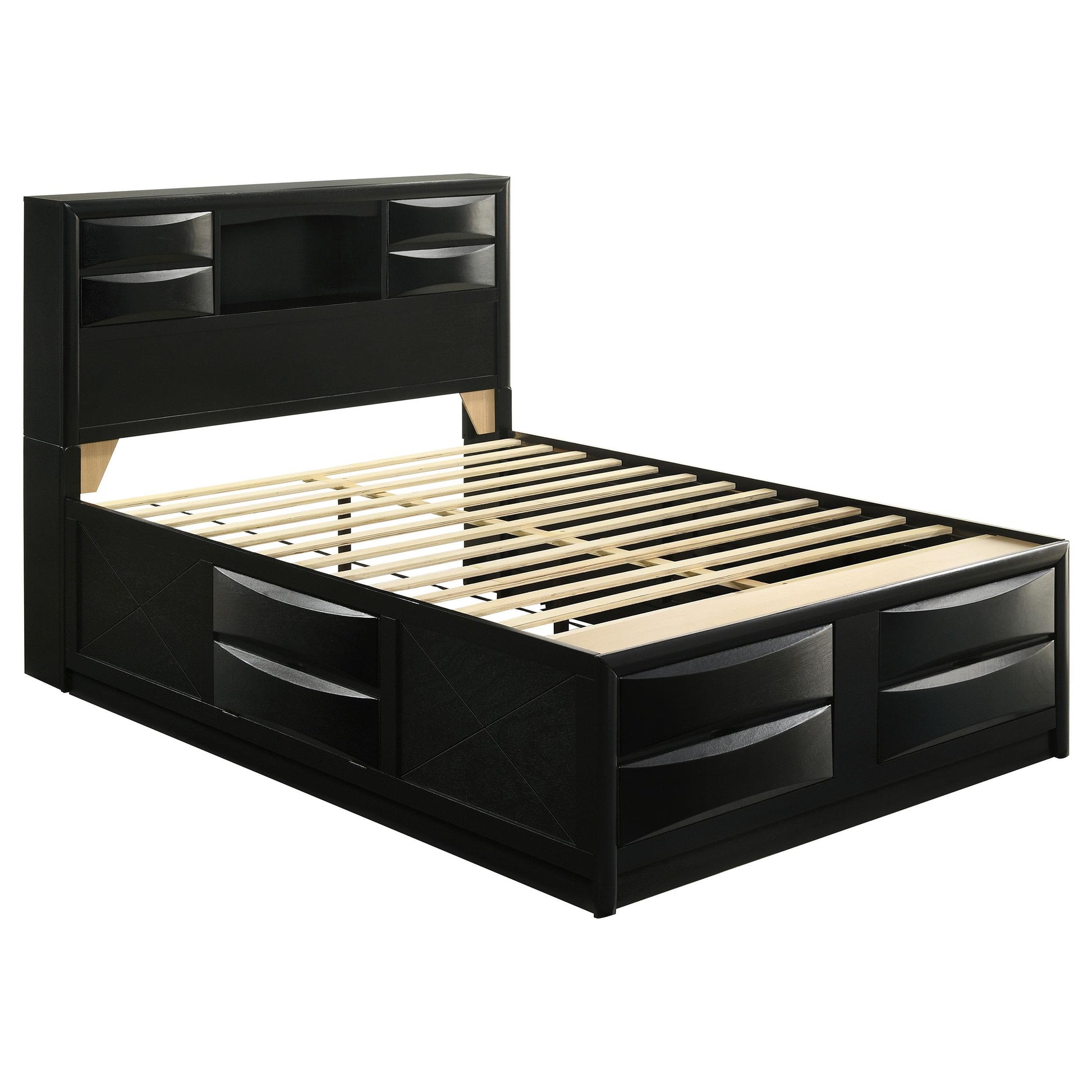  Size_Queen  -- Briana 202701Q Wood Queen Storage Bookcase Bed - Black IMAGE 1