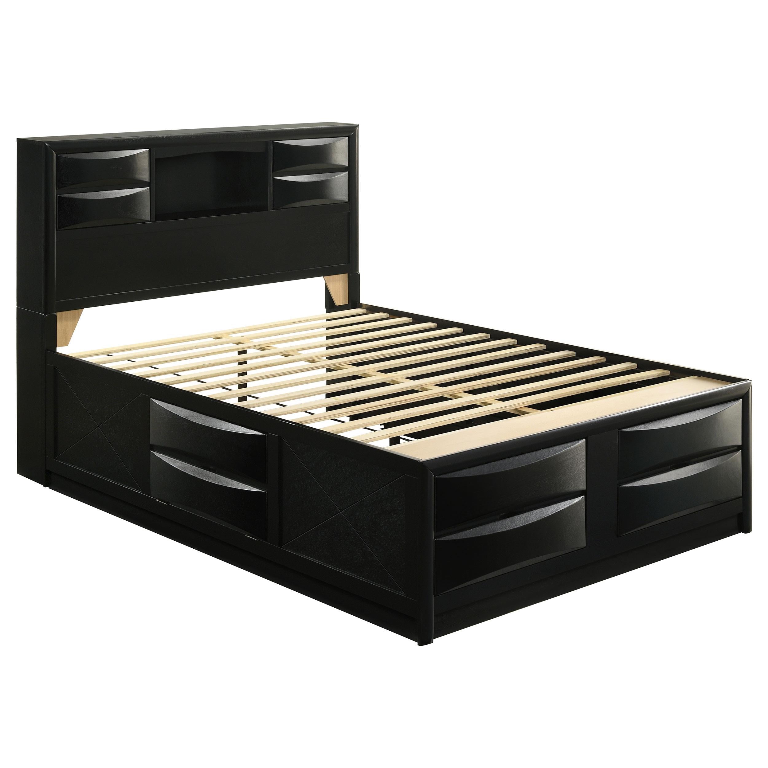  Size_Queen  -- Briana 202701Q Wood Queen Storage Bookcase Bed - Black IMAGE 1