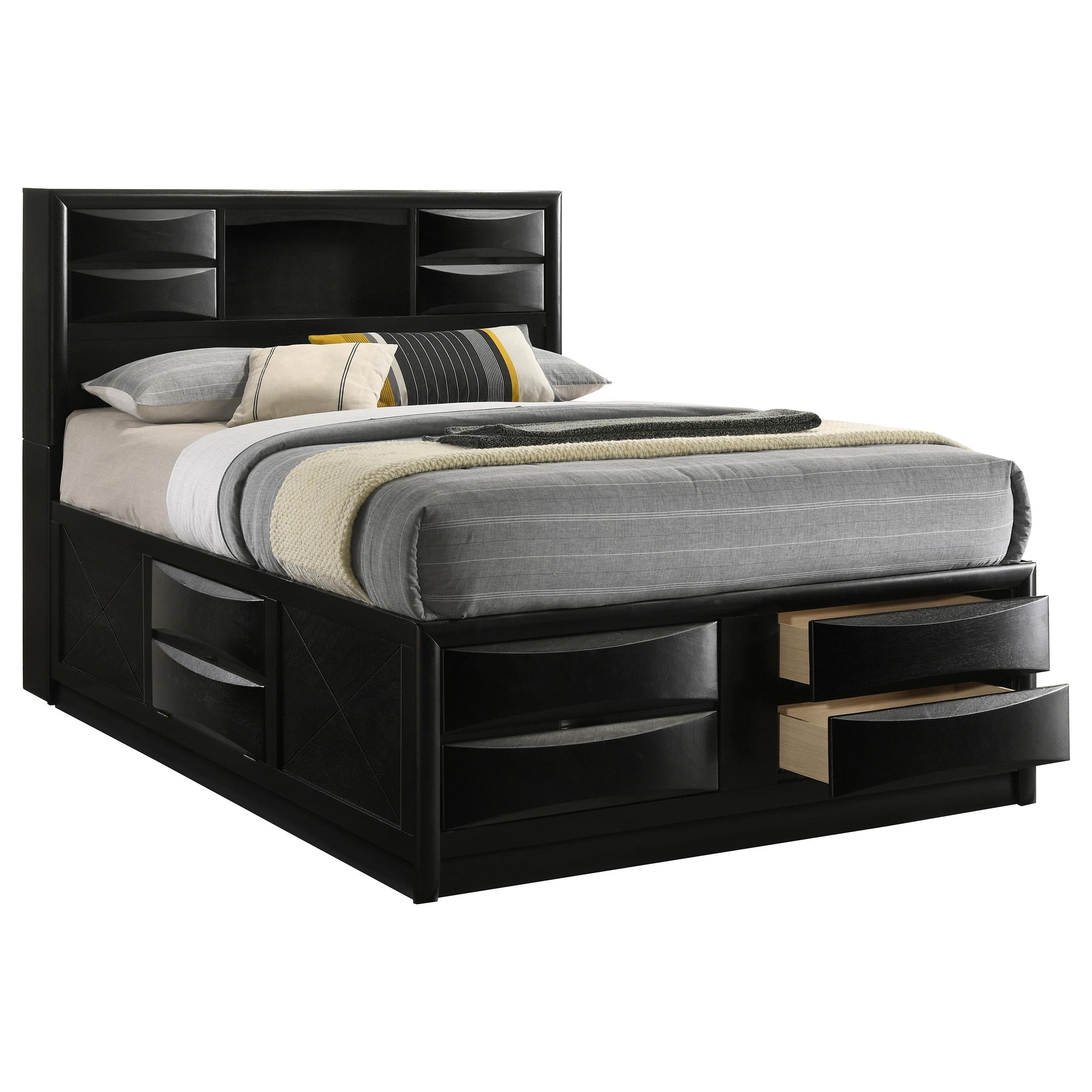  Size_Queen  -- Briana 202701Q Wood Queen Storage Bookcase Bed - Black IMAGE 2