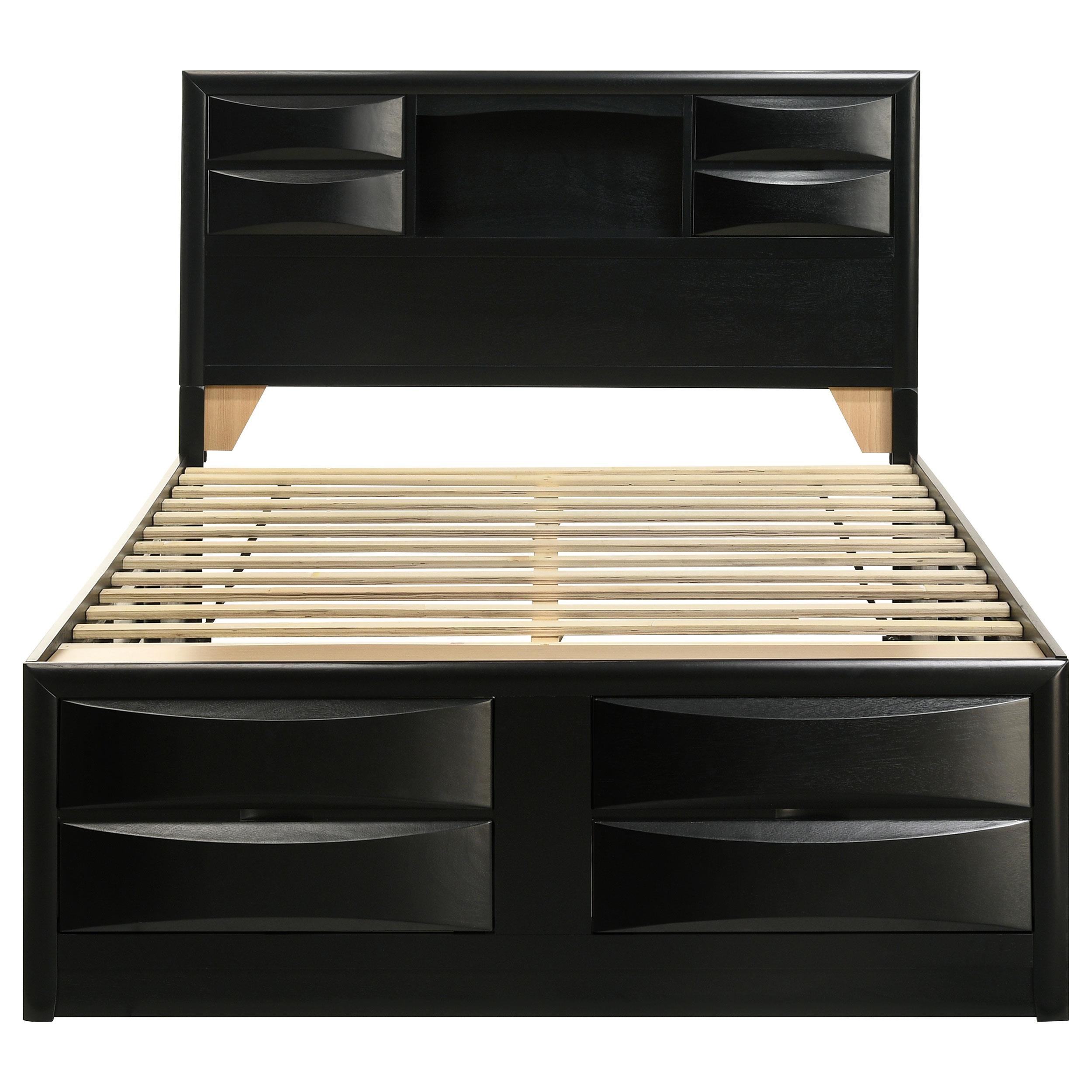  Size_Queen  -- Briana 202701Q Wood Queen Storage Bookcase Bed - Black IMAGE 3