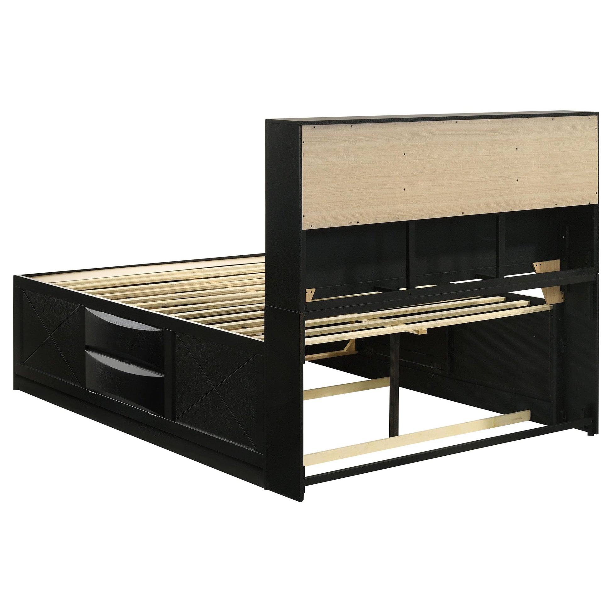  Size_Queen  -- Briana 202701Q Wood Queen Storage Bookcase Bed - Black IMAGE 4