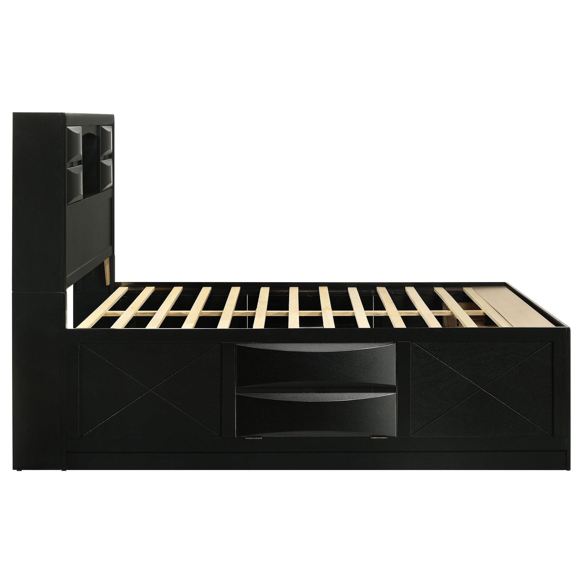  Size_Queen  -- Briana 202701Q Wood Queen Storage Bookcase Bed - Black IMAGE 5