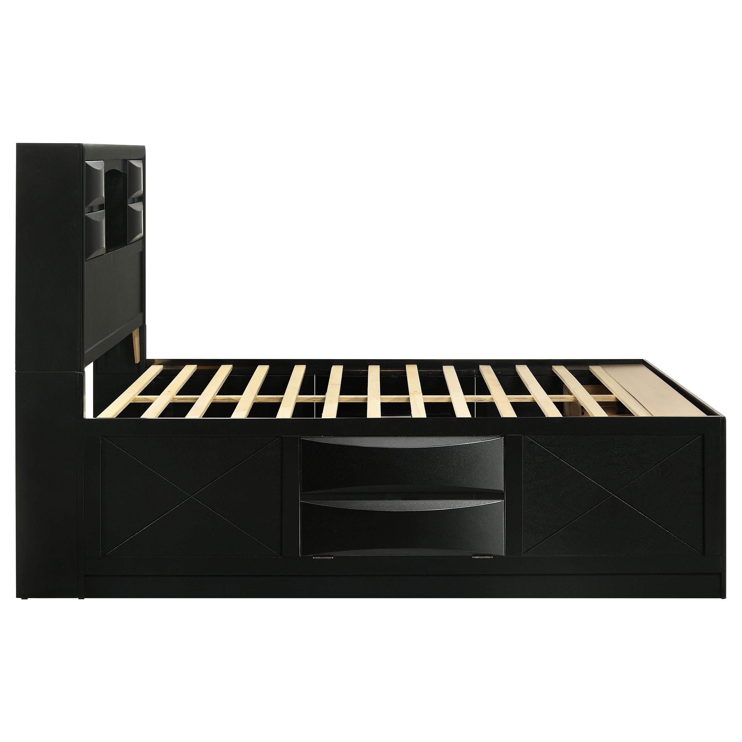  Size_Queen  -- Briana 202701Q Wood Queen Storage Bookcase Bed - Black IMAGE 5