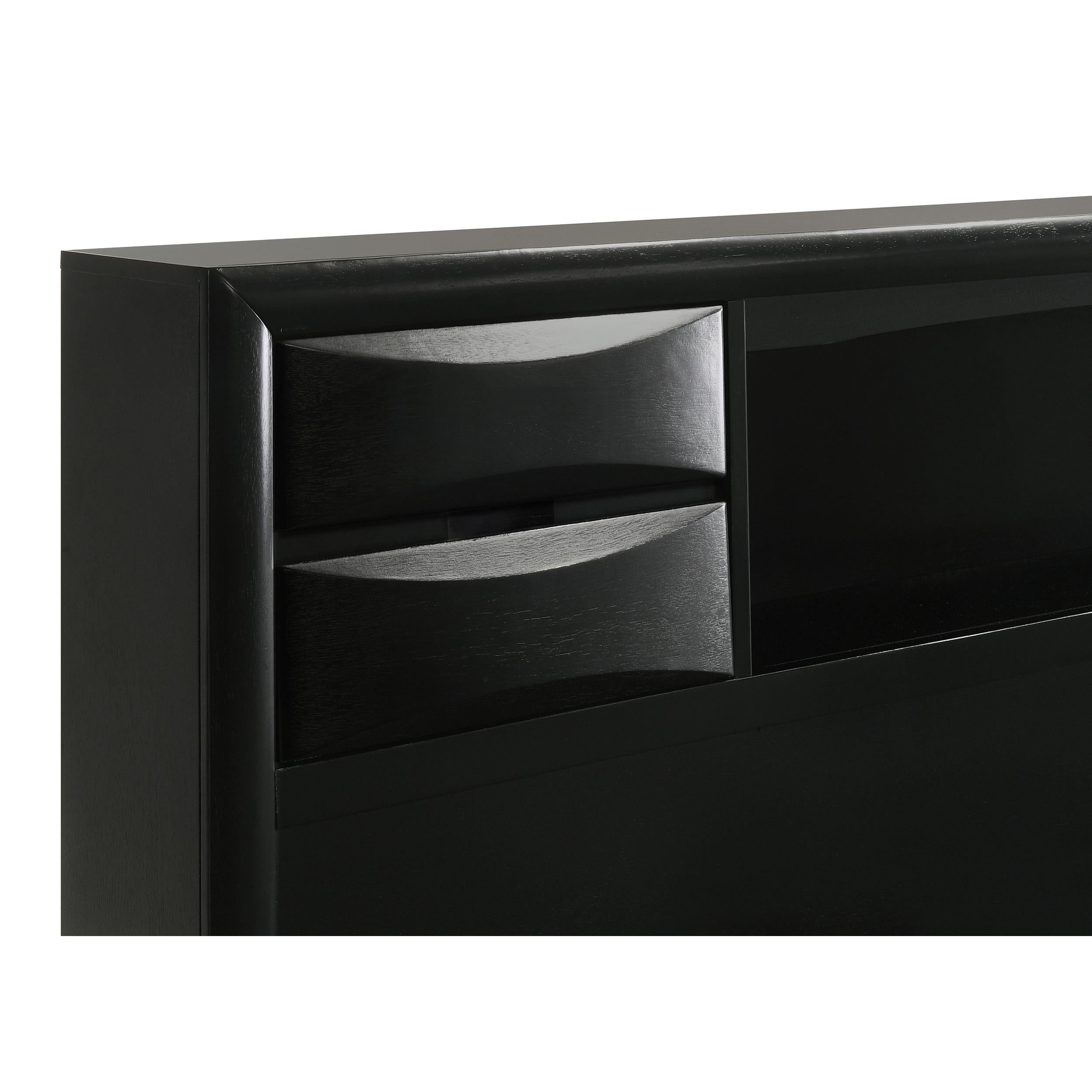  Size_Queen  -- Briana 202701Q Wood Queen Storage Bookcase Bed - Black IMAGE 8