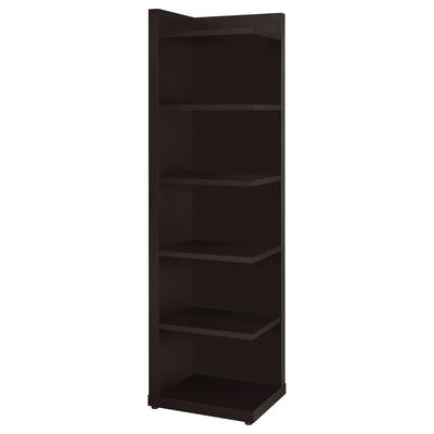  Coaster Furniture Alder 800270 71-inch 6-shelf Corner Bookcase - Cappuccino IMAGE 1