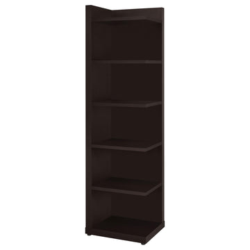  Coaster Furniture Alder 800270 71-inch 6-shelf Corner Bookcase - Cappuccino IMAGE 1