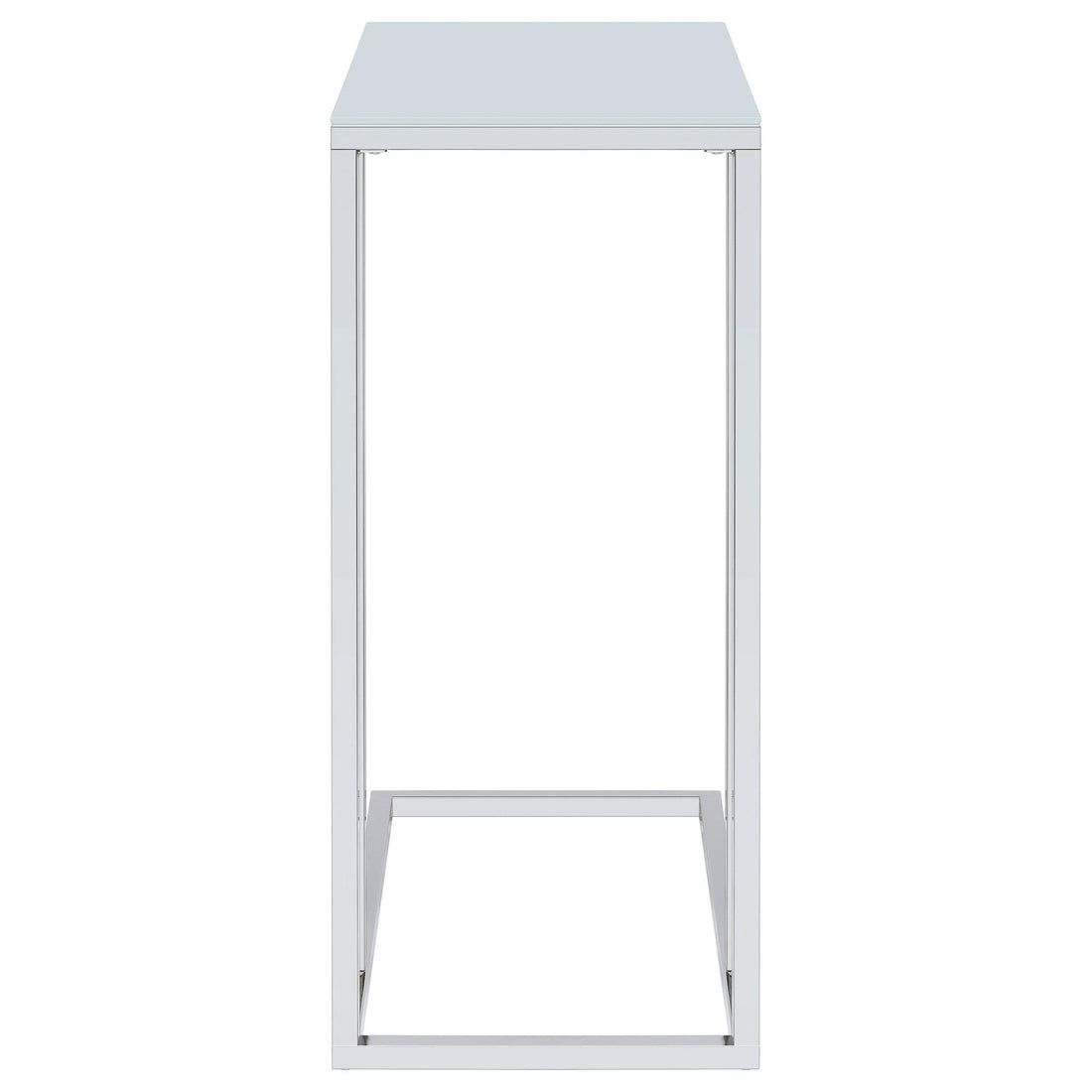  Coaster Furniture Stella 900250 White Glass Top C-Shaped Sofa Side Table - Chrome IMAGE 1