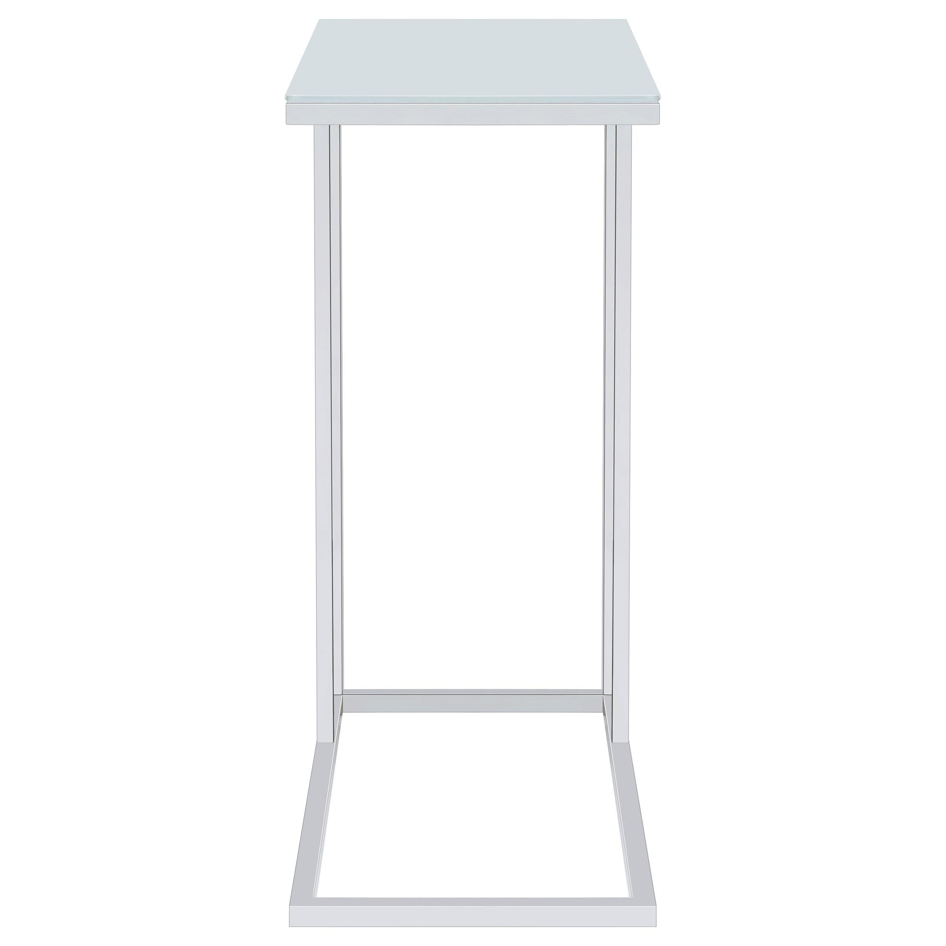  Coaster Furniture Stella 900250 White Glass Top C-Shaped Sofa Side Table - Chrome IMAGE 6