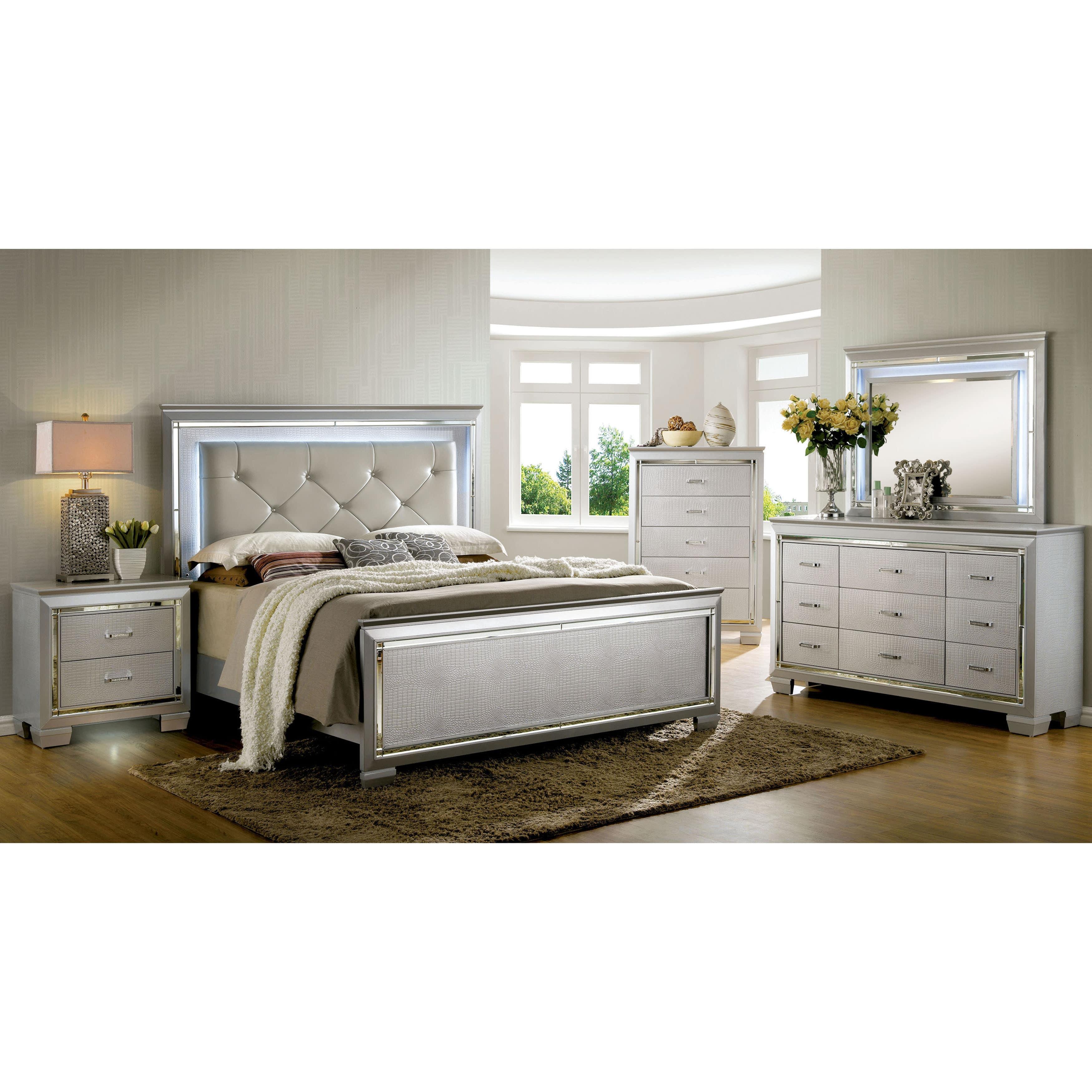  Furniture of America Bellanova CM7979SV 6 pc Queen Upholstered Panel Bedroom Set IMAGE 1