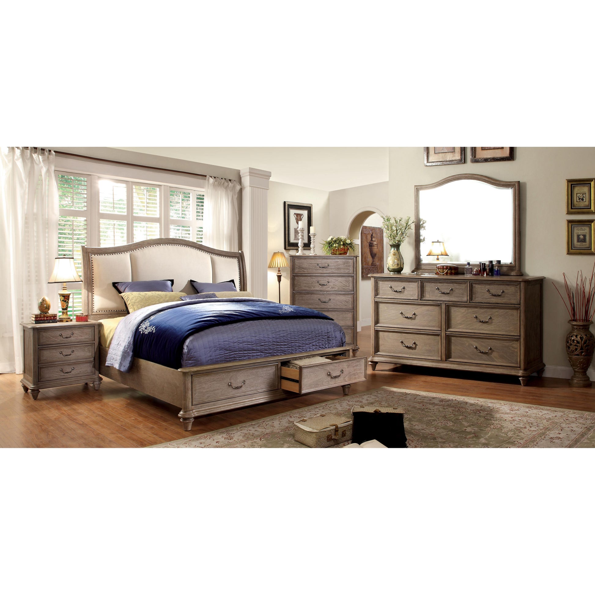  Furniture of America Belgrade II CM7614 6 pc Queen Upholstered Panel Bed Set with Storage IMAGE 1