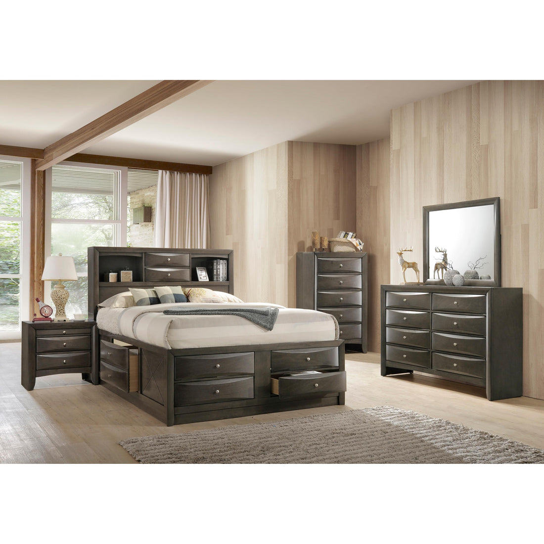  Crown Mark Emily B4275 7 pc Queen Bookcase Bedroom Set IMAGE 1