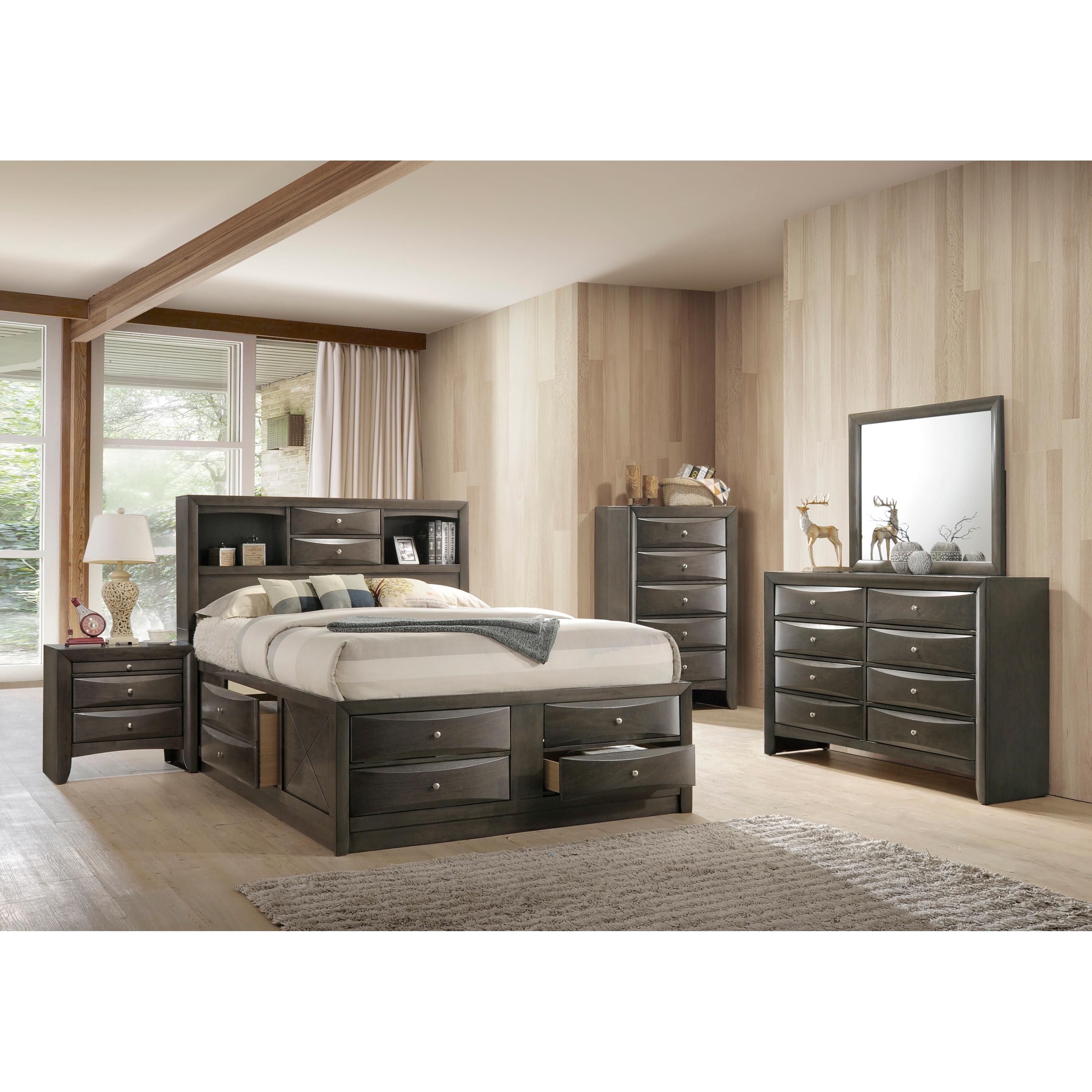  Crown Mark Emily B4275 7 pc Queen Bookcase Bedroom Set IMAGE 1