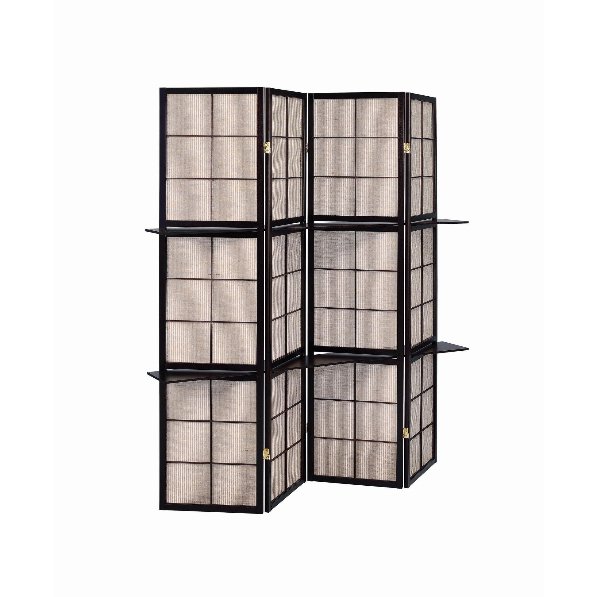  Coaster Furniture Iggy 900166 4-Panel Room Divider Folding Shoji Screen - Cappuccino IMAGE 1