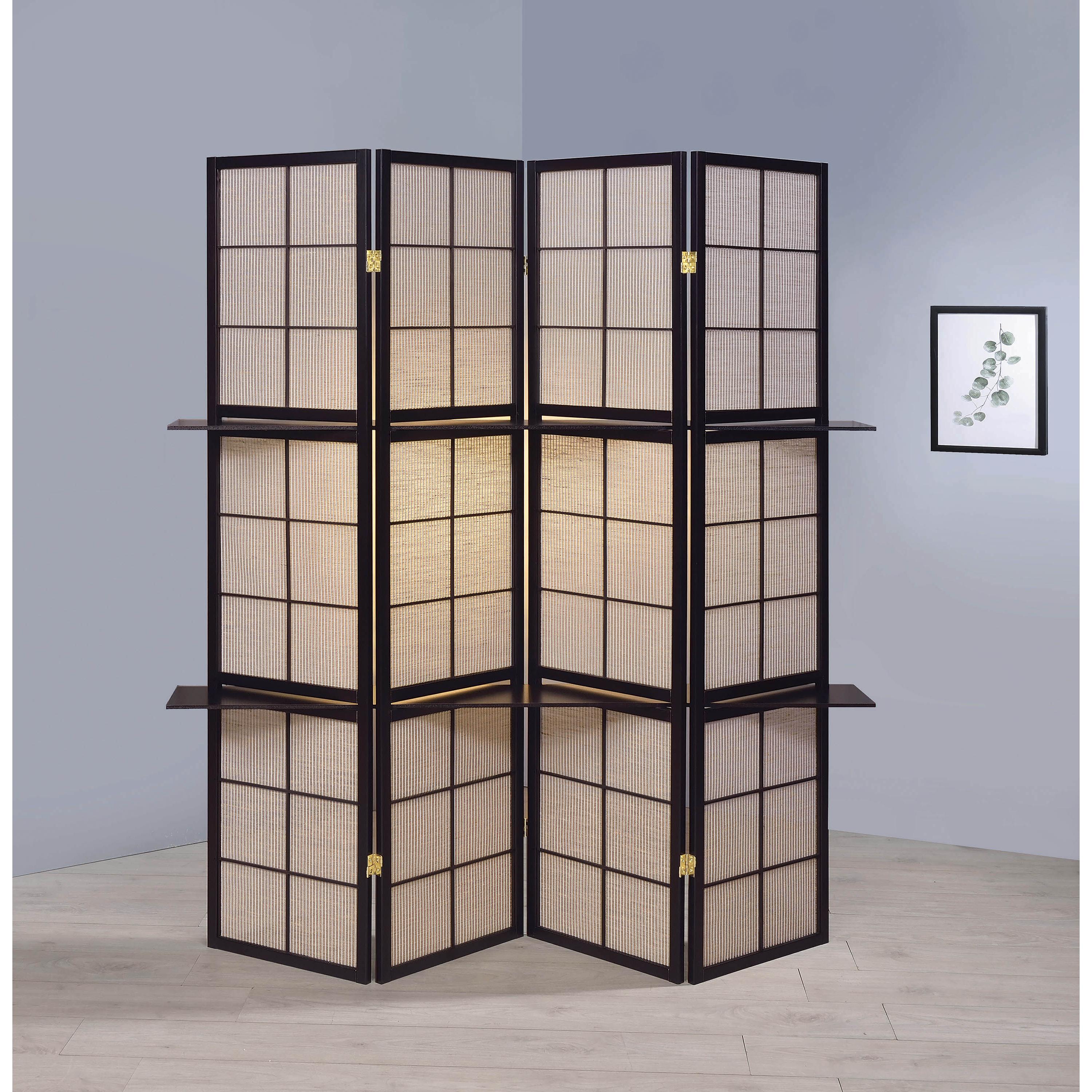  Coaster Furniture Iggy 900166 4-Panel Room Divider Folding Shoji Screen - Cappuccino IMAGE 5