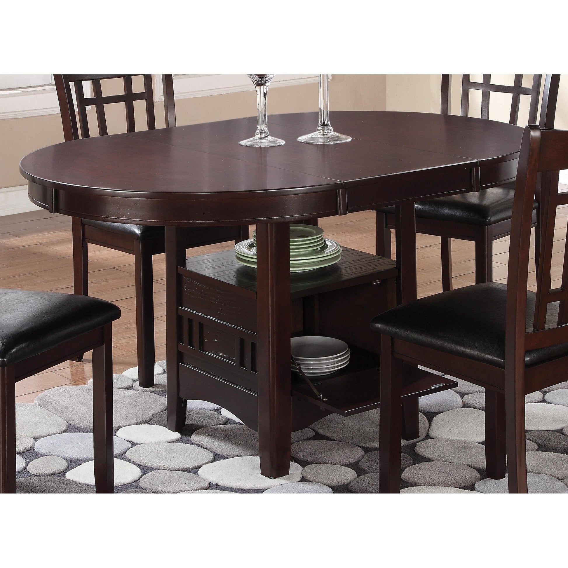  Coaster Furniture Lavon 102671 Oval 60-inch Extension Leaf Dining Table - Espresso IMAGE 1