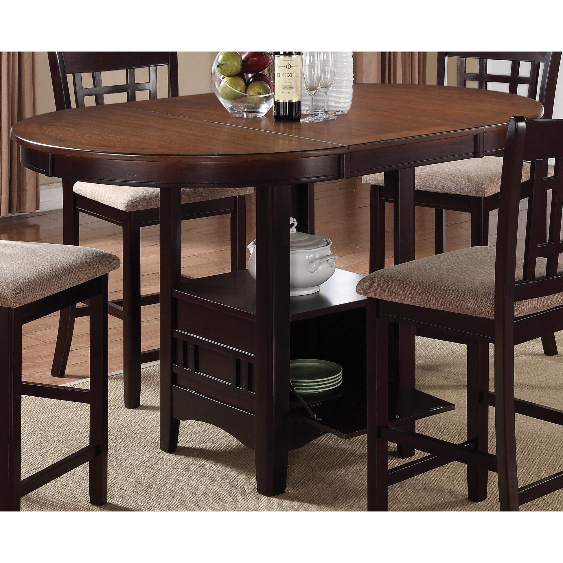  Coaster Furniture Lavon 105278 Oval 60-inch Extension Counter Dining Table - Chestnut IMAGE 1