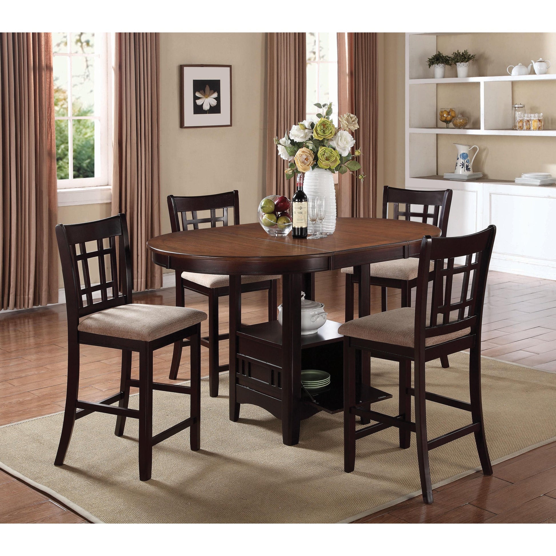  Coaster Furniture Lavon 105278 Oval 60-inch Extension Counter Dining Table - Chestnut IMAGE 5