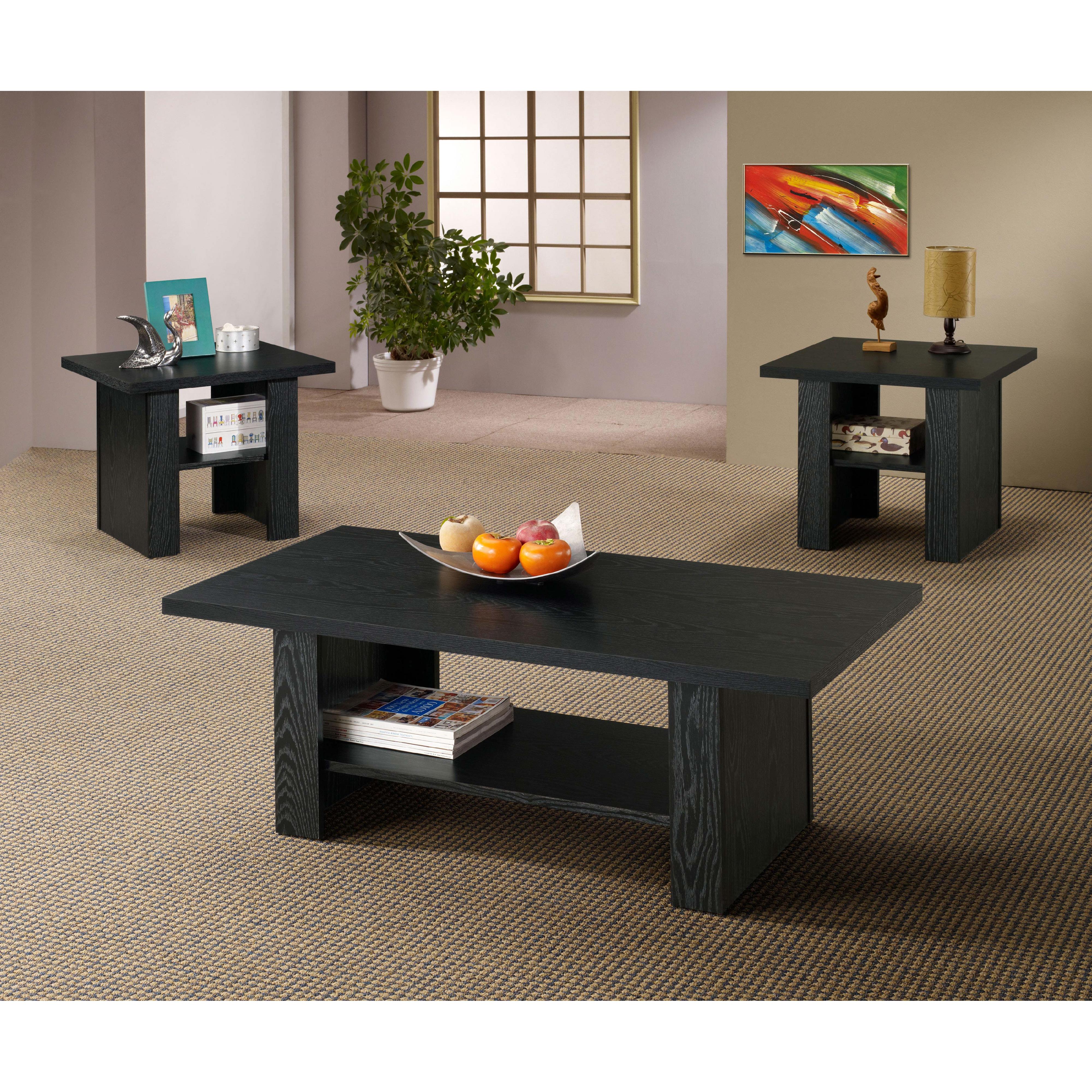  Coaster Furniture Rodez 700345 3-piece Engineered Wood Coffee Table Set - Black Oak IMAGE 4
