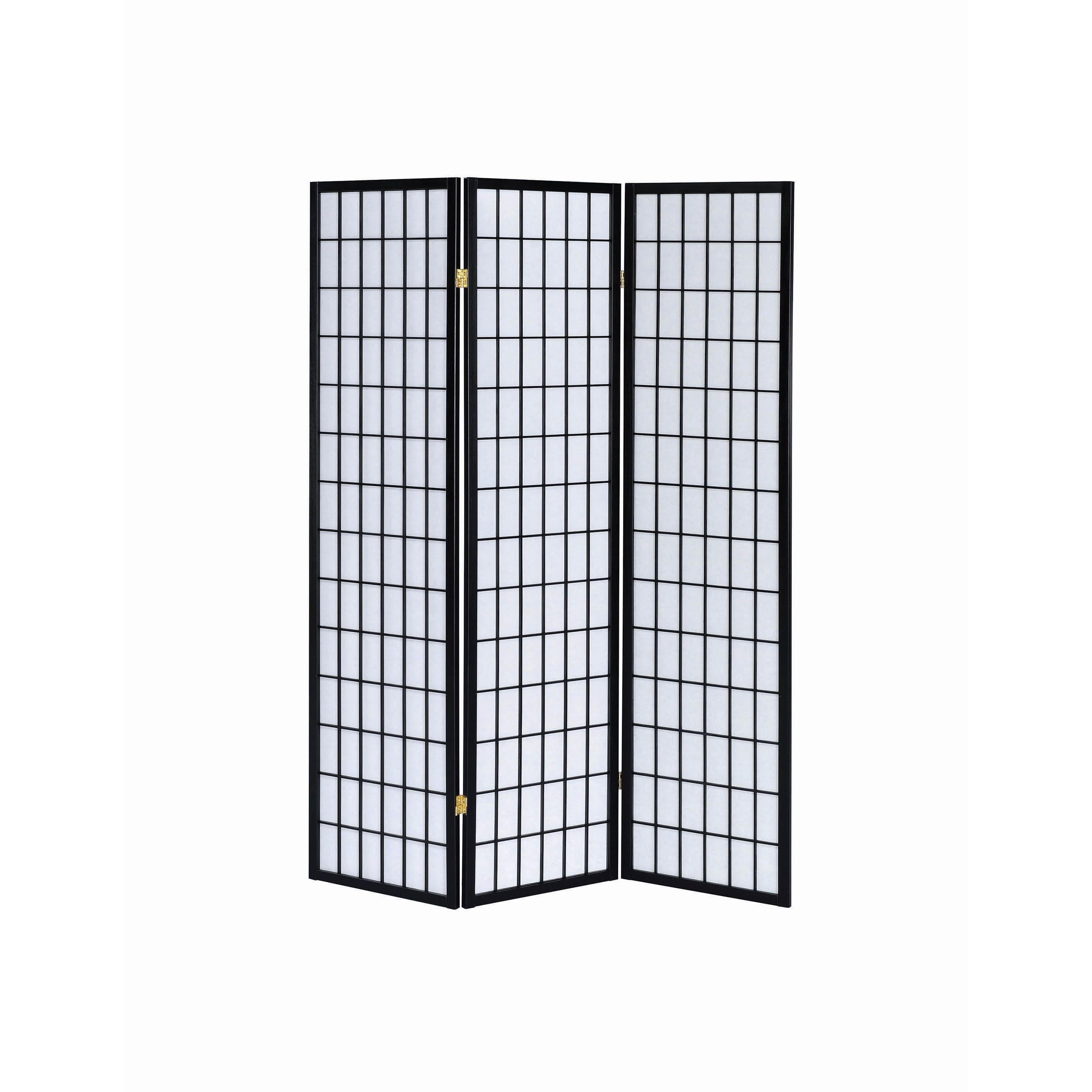  Coaster Furniture Carrie 4622 3-Panel Room Divider Folding Shoji Screen - Black IMAGE 2