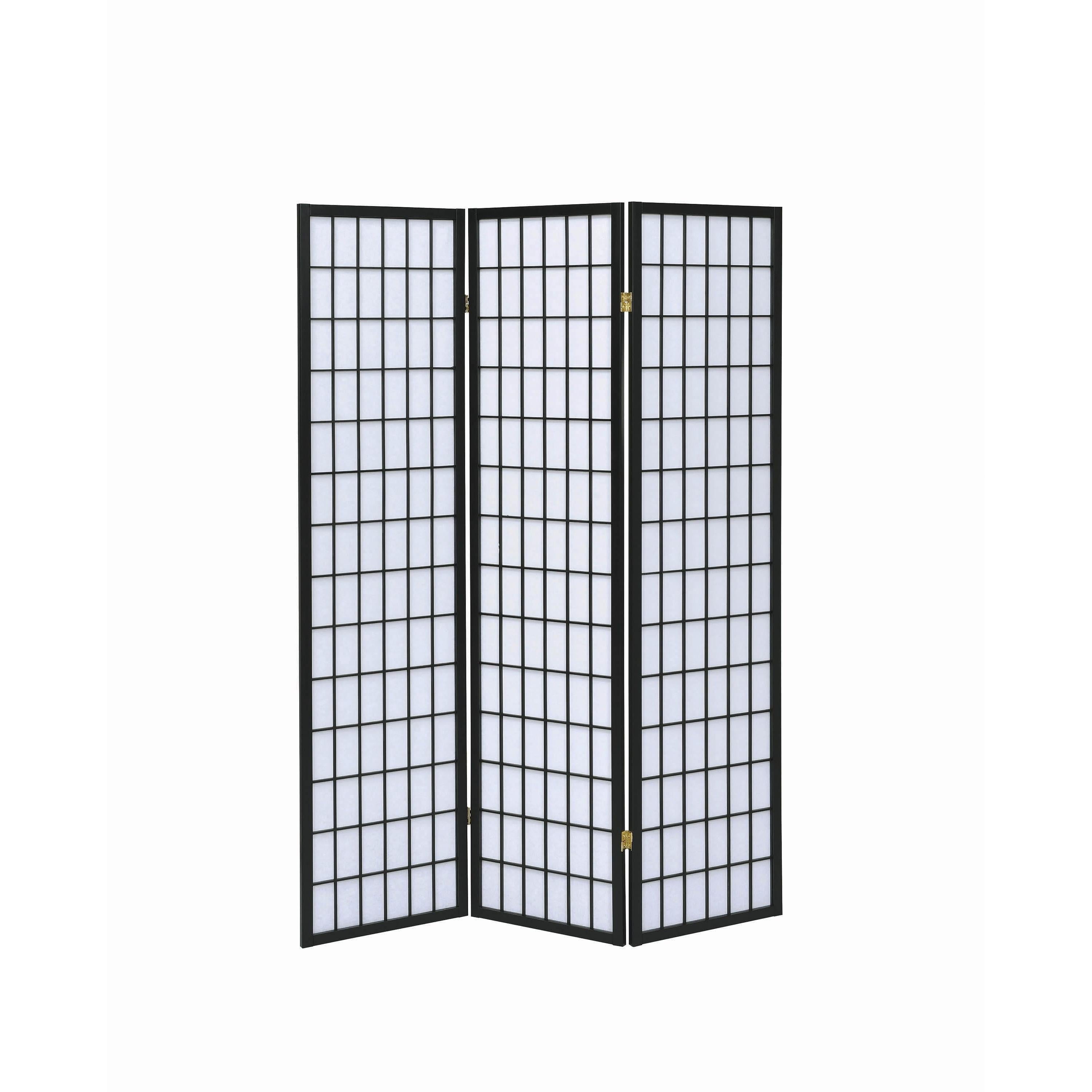  Coaster Furniture Carrie 4622 3-Panel Room Divider Folding Shoji Screen - Black IMAGE 3
