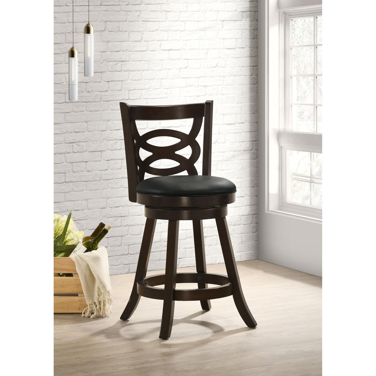  Coaster Furniture Calecita 101929 Wood Swivel Counter Stool - Cappuccino (Set of 2) IMAGE 9