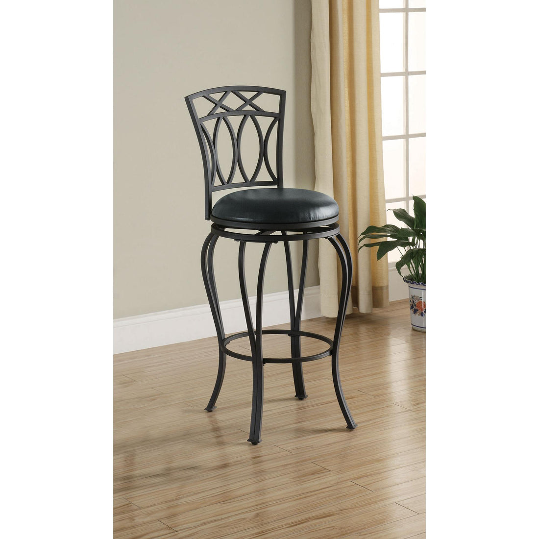  Coaster Furniture Adamsville 122060 Upholstered Swivel Bar Stool - Black IMAGE 1