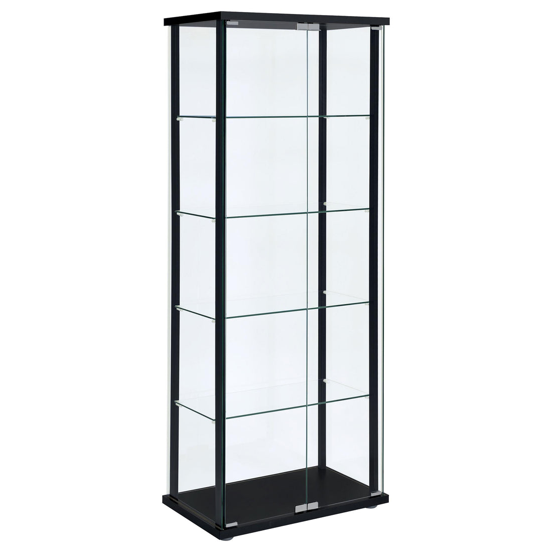  Coaster Furniture Delphinium 950170 5-shelf Clear Glass Curio Display Cabinet - Black IMAGE 1