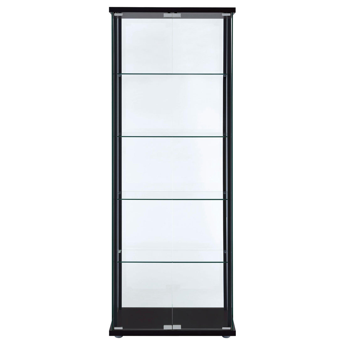  Coaster Furniture Delphinium 950170 5-shelf Clear Glass Curio Display Cabinet - Black IMAGE 1