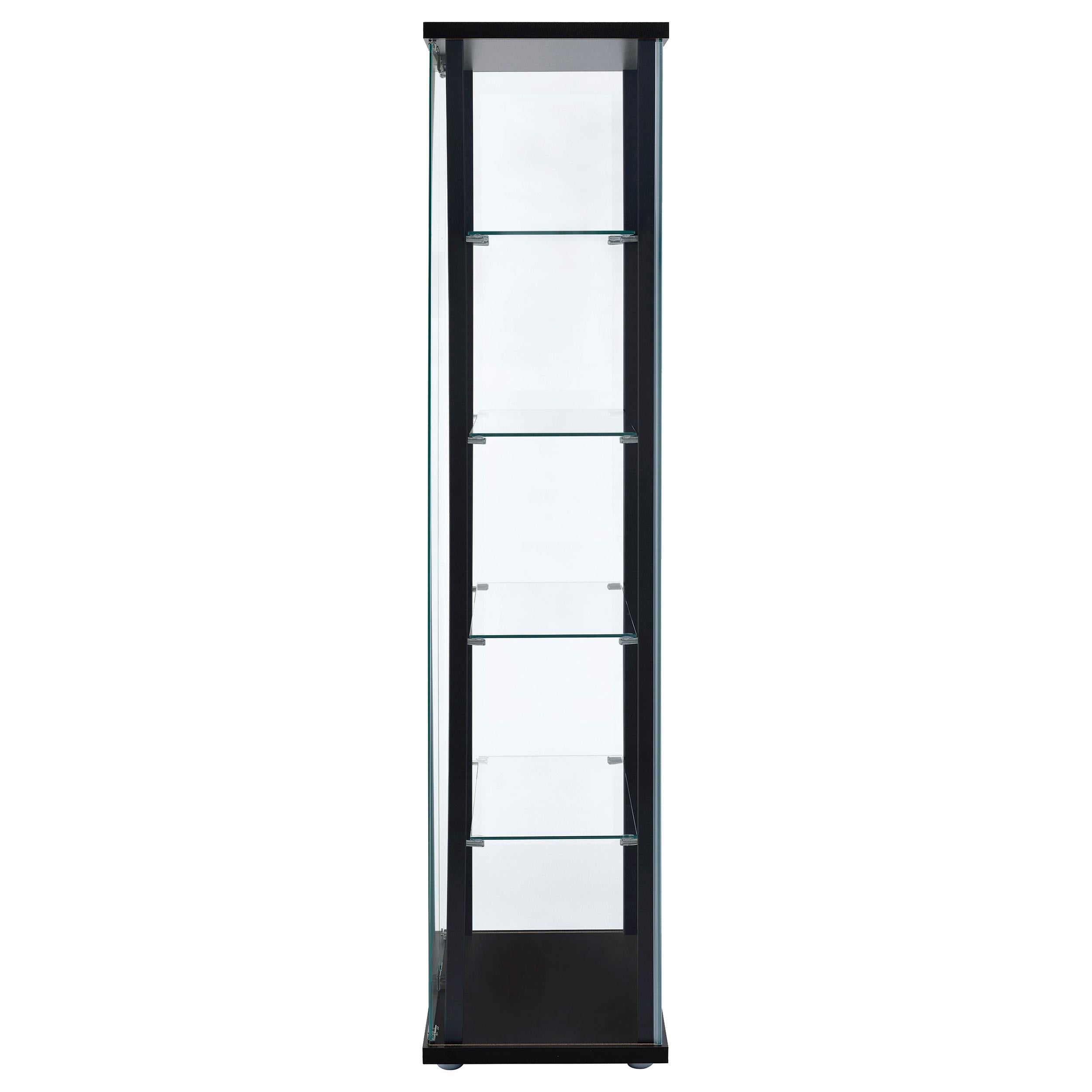  Coaster Furniture Delphinium 950170 5-shelf Clear Glass Curio Display Cabinet - Black IMAGE 4