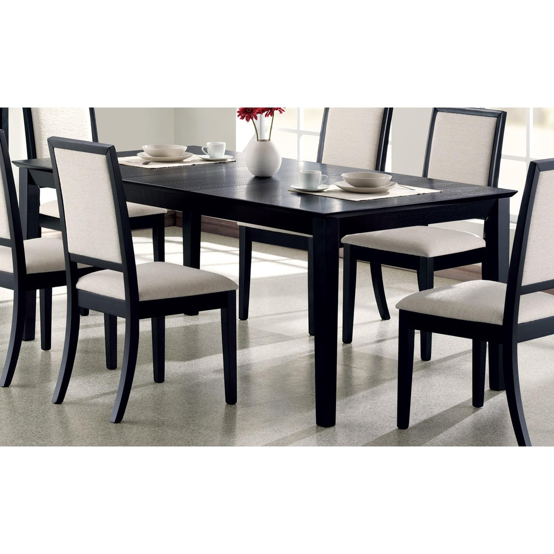  Coaster Furniture Louise 101561 Rectangular 78-inch Extension Leaf Dining Table - Black IMAGE 1