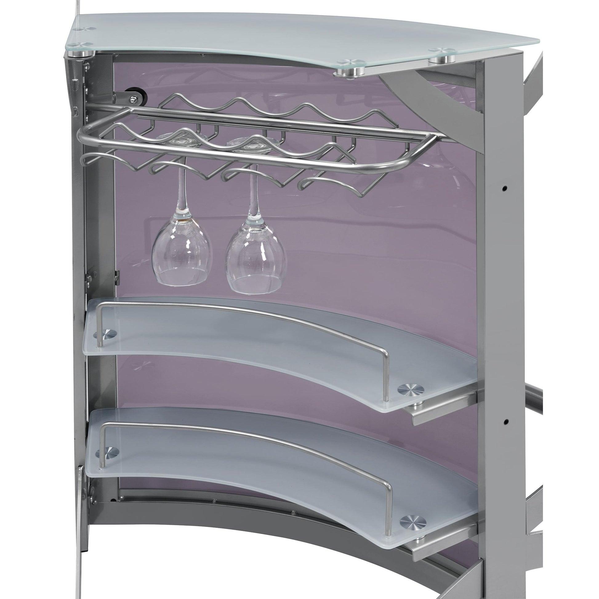  Coaster Furniture Dallas 100135 2-shelf Curved Freestanding Home Bar Cabinet - Silver IMAGE 11