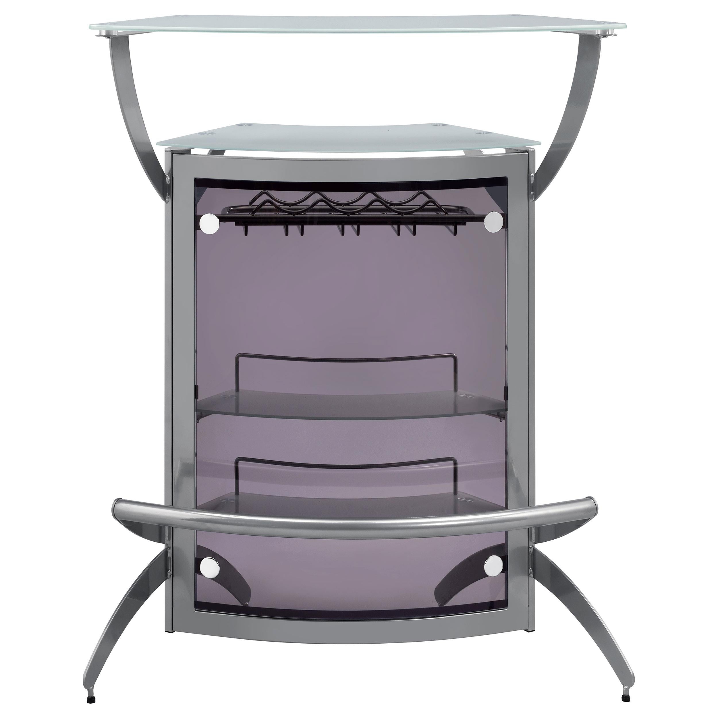  Coaster Furniture Dallas 100135 2-shelf Curved Freestanding Home Bar Cabinet - Silver IMAGE 2