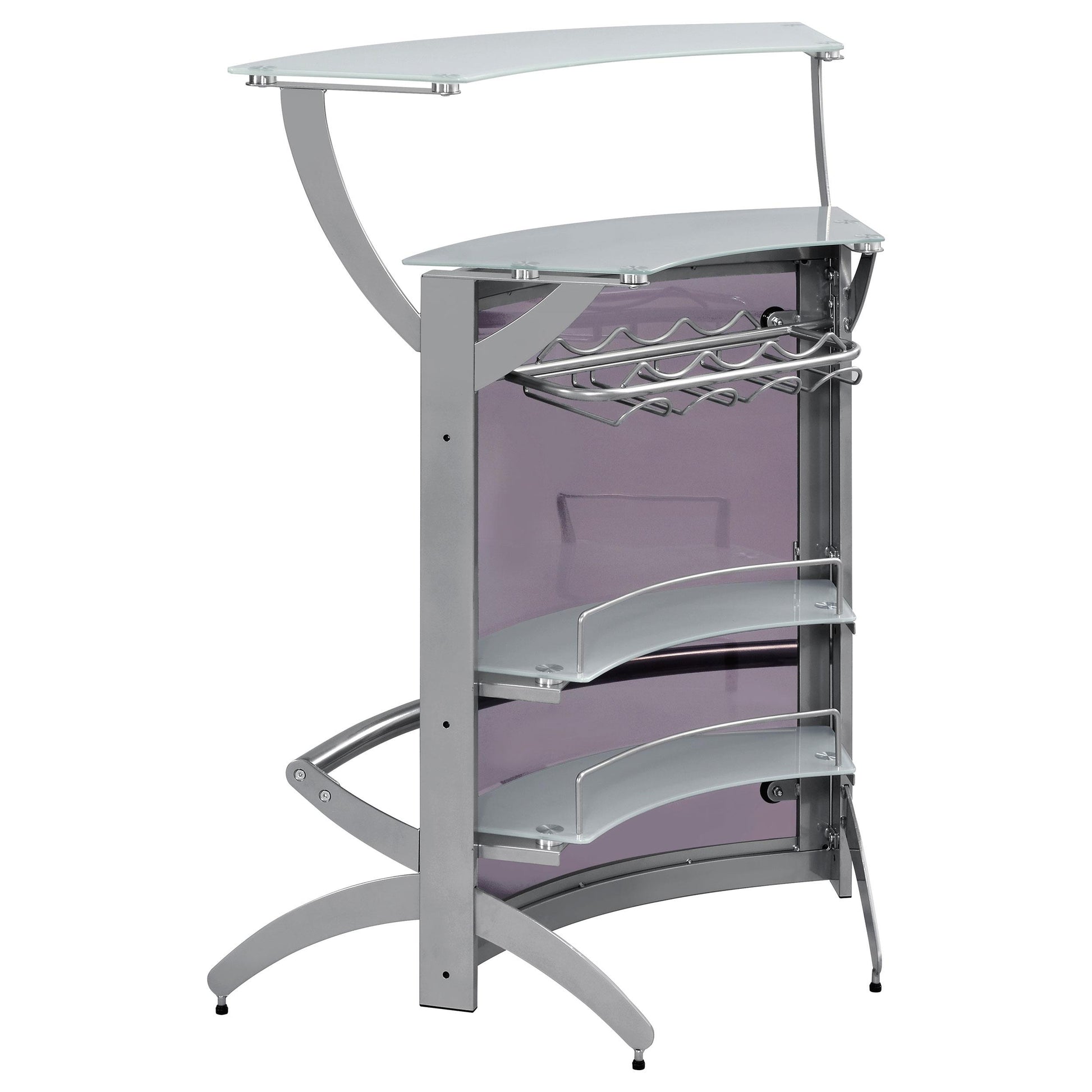  Coaster Furniture Dallas 100135 2-shelf Curved Freestanding Home Bar Cabinet - Silver IMAGE 5