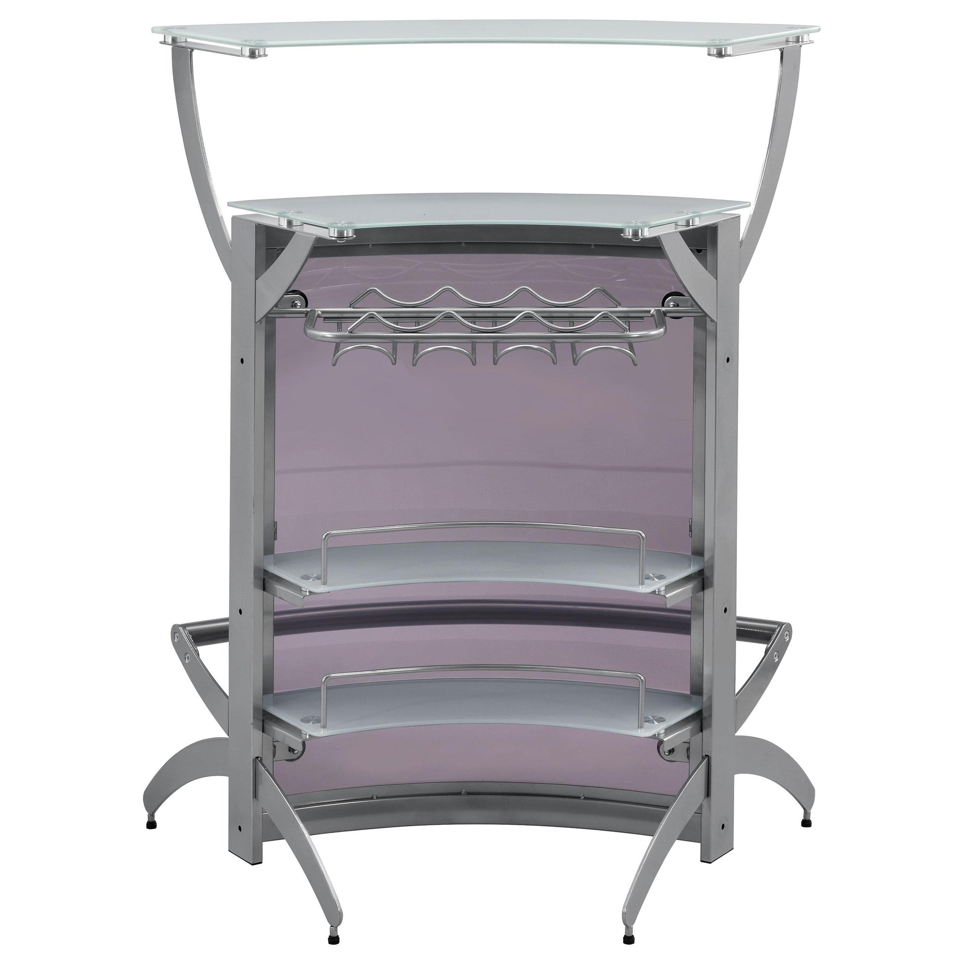  Coaster Furniture Dallas 100135 2-shelf Curved Freestanding Home Bar Cabinet - Silver IMAGE 6