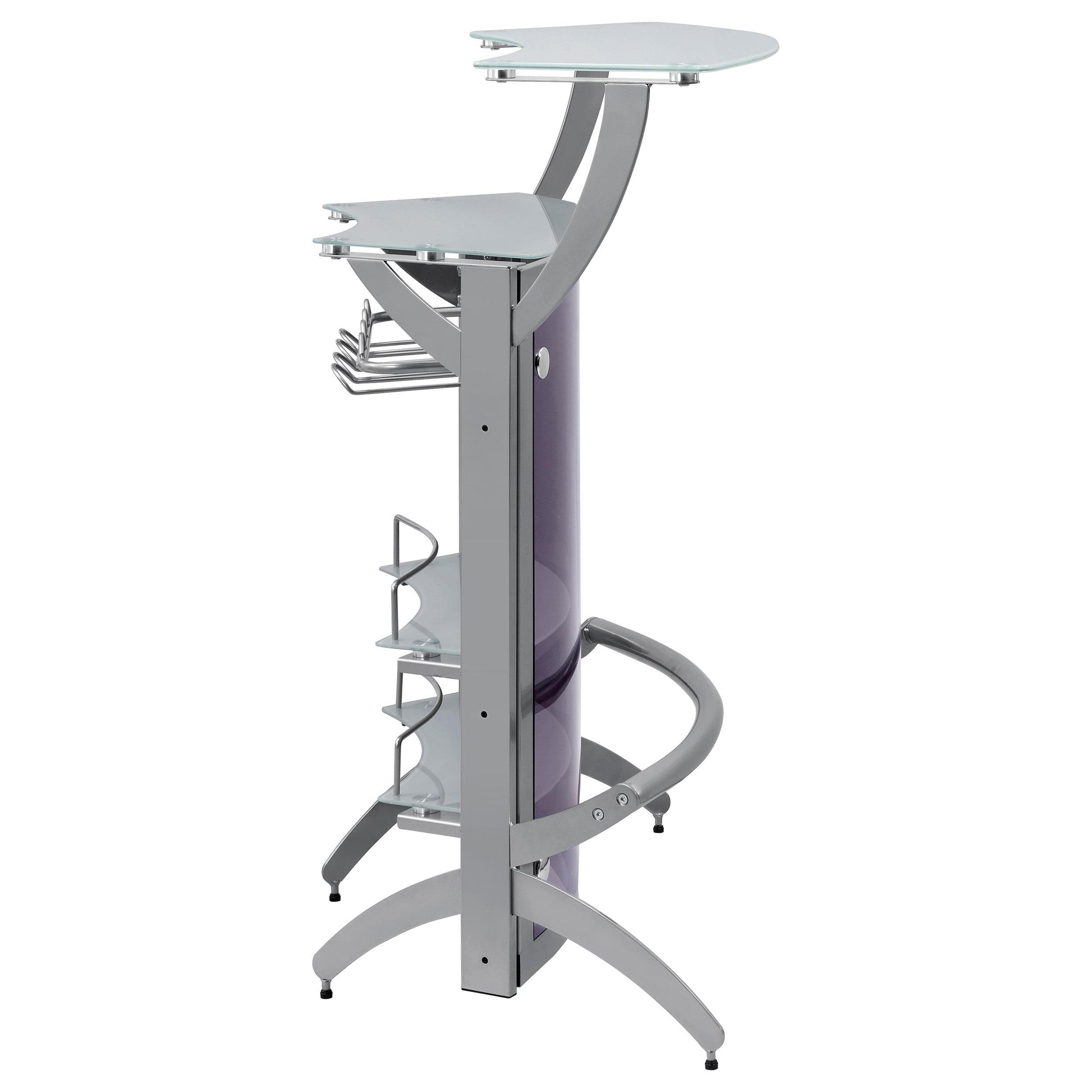  Coaster Furniture Dallas 100135 2-shelf Curved Freestanding Home Bar Cabinet - Silver IMAGE 8