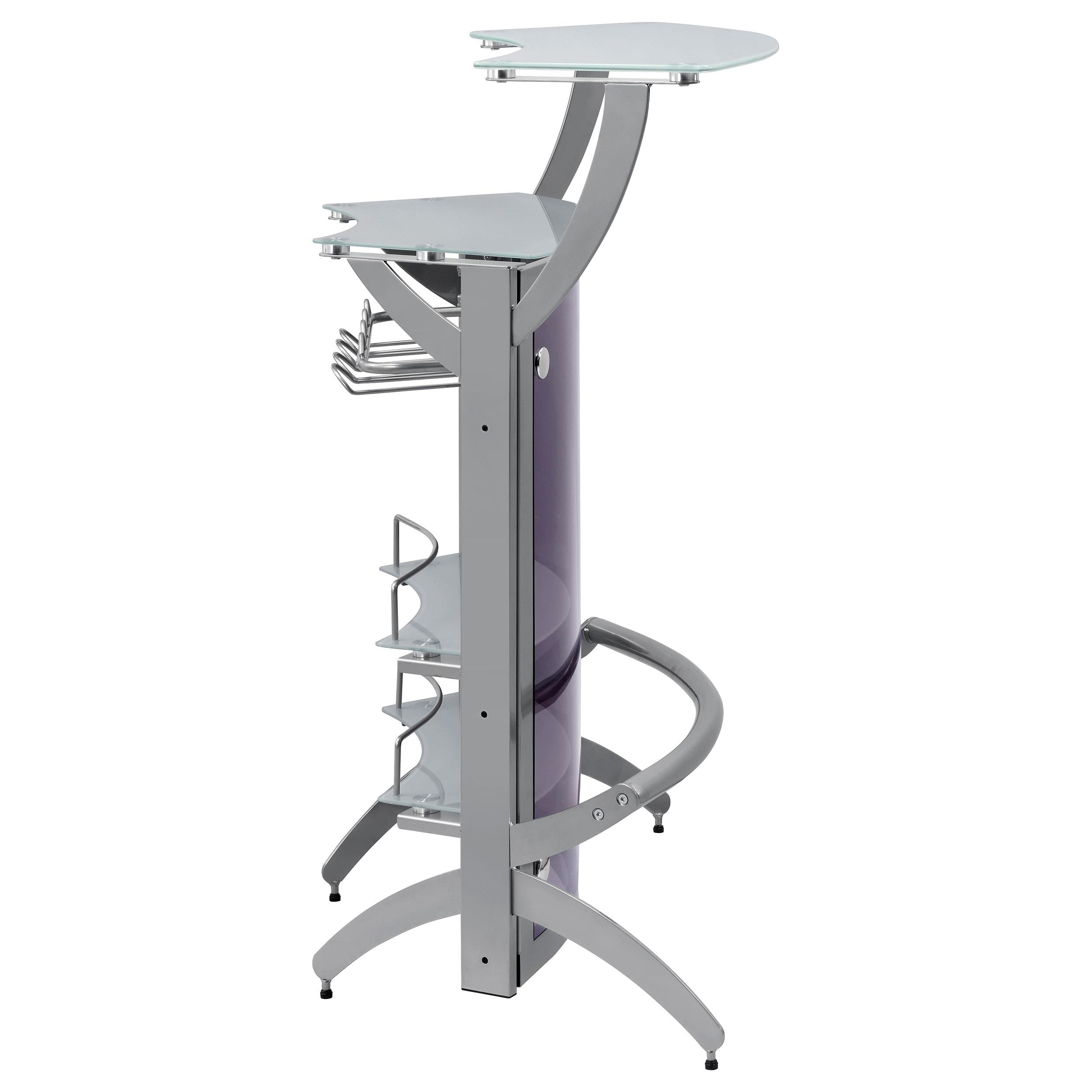  Coaster Furniture Dallas 100135 2-shelf Curved Freestanding Home Bar Cabinet - Silver IMAGE 8