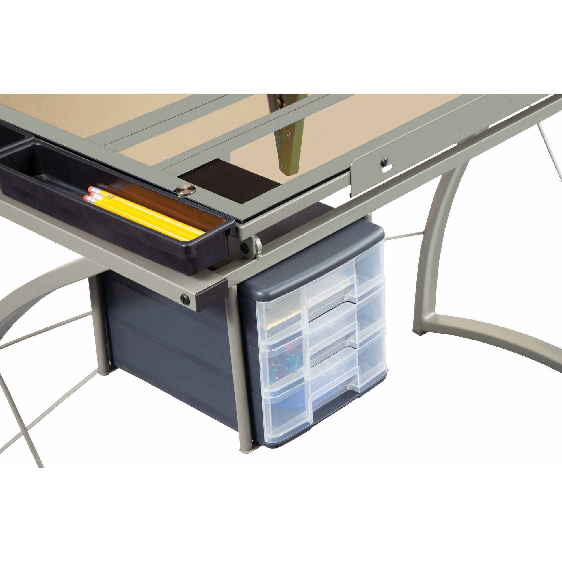  Coaster Furniture Melo 800986 41-inch Glass Top Drafting Table with Storage - Silver IMAGE 7