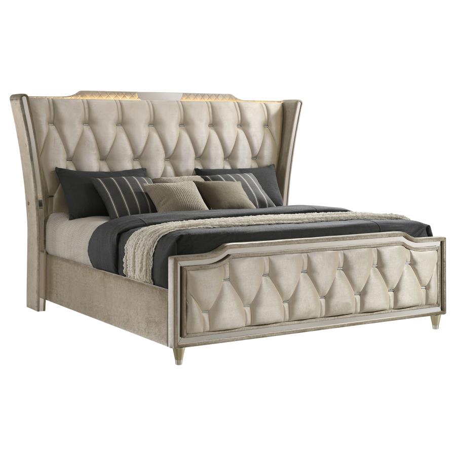 Coaster Lorient Ivory and Camel Upholstered Bed