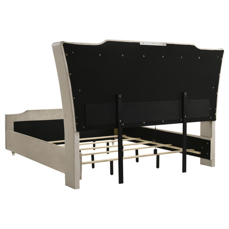 Coaster Lorient Ivory and Camel Upholstered Bed