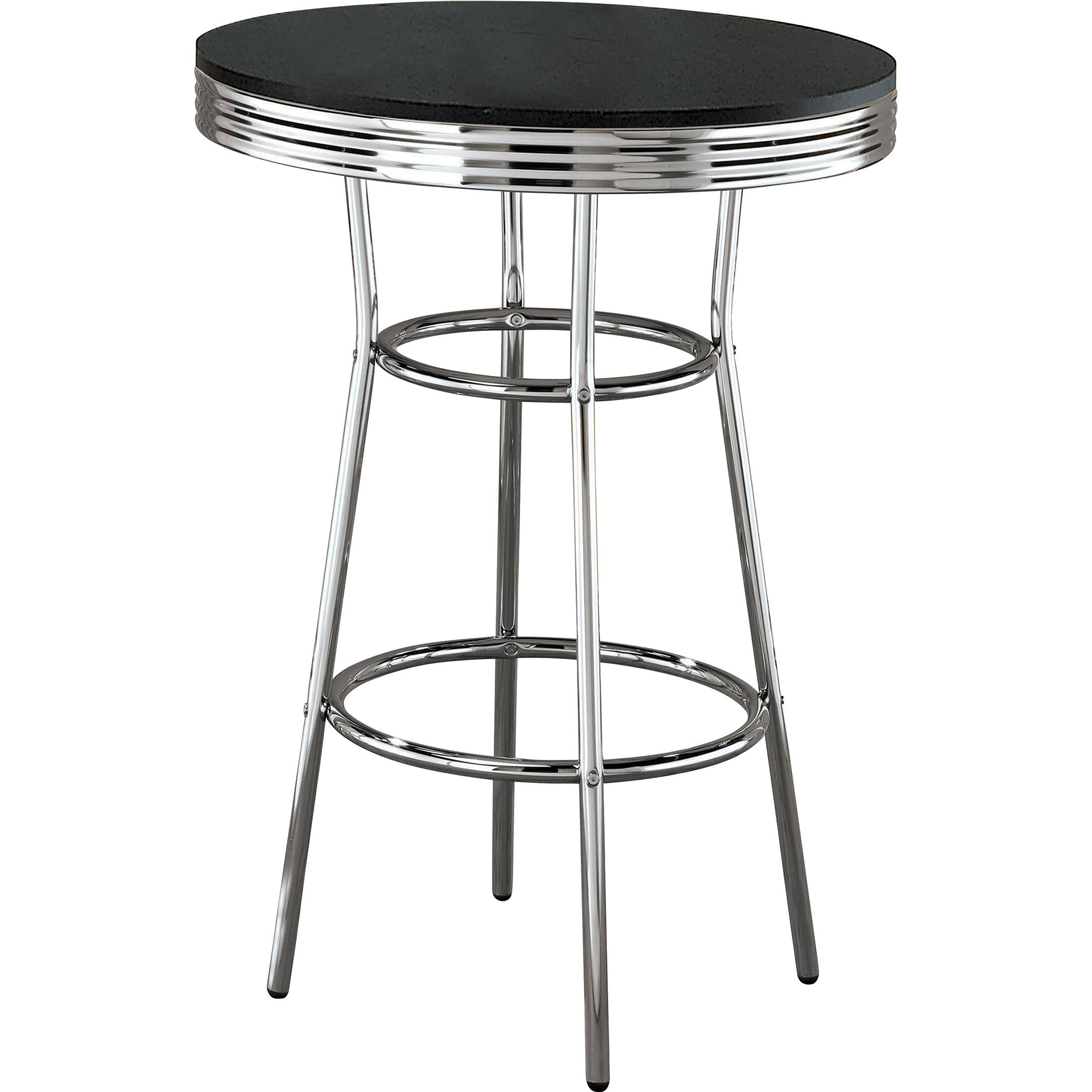  Coaster Furniture Retro 2405 Round 30-inch 1950's Bistro Pub Height Bar Table - Black IMAGE 1