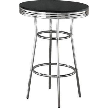  Coaster Furniture Retro 2405 Round 30-inch 1950's Bistro Pub Height Bar Table - Black IMAGE 1